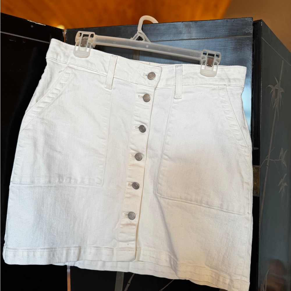 J. Crew White Button-Up Mini Skirt
